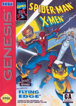 Spiderman X-Men Arcade's Revenge box art for Sega Genesis